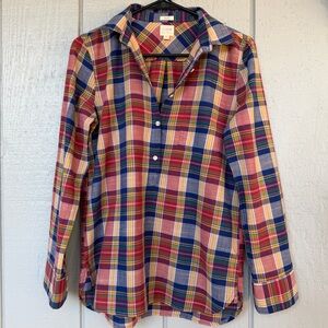 J. Crew Plaid checkered tunic longsleeve lightweight flowy top. A++ condition
